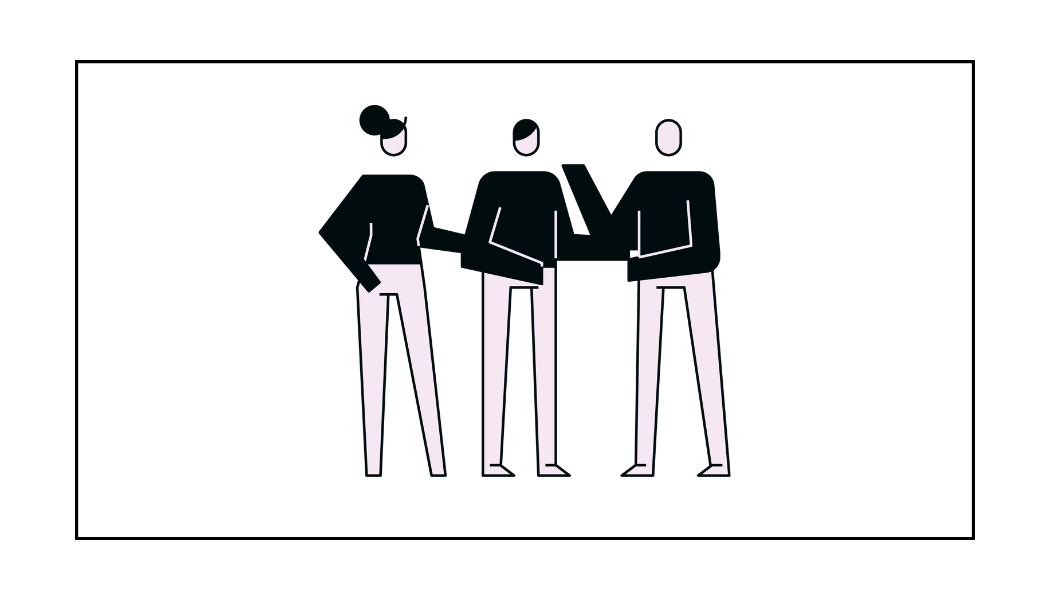 People talking and sharing learning.