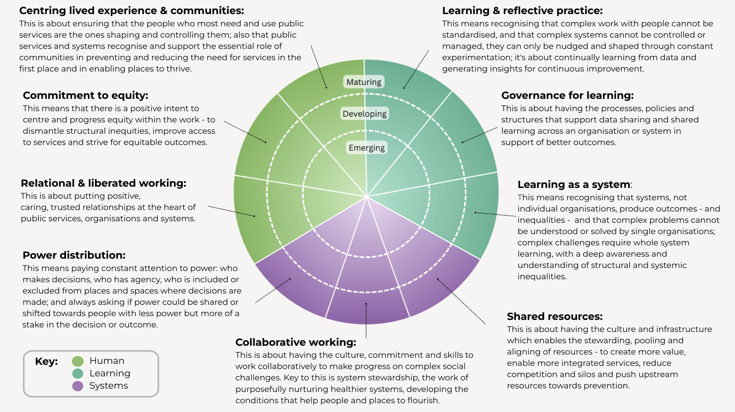 Overview of the Human, Learning and Systems domains and areas of practice